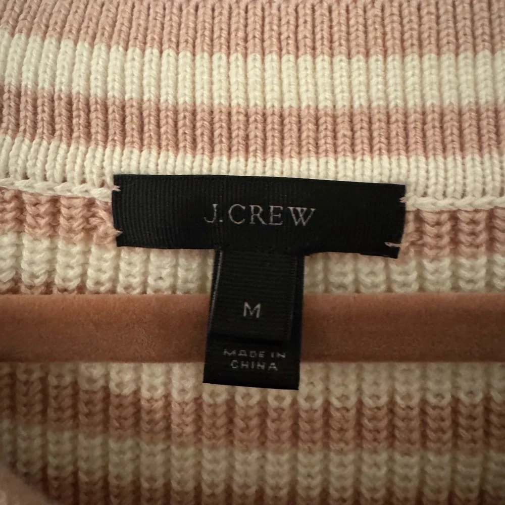 J. Crew Pink and White Stripe Long Sleeve Sweater size M